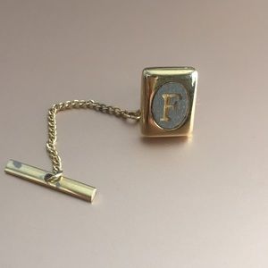 Initial F Tie Tack Pin chain bar